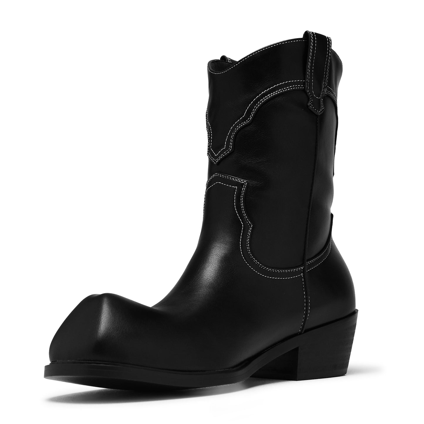 Hexmark Men's Snub Nose Short Cowboy Boots - Black Vintage
