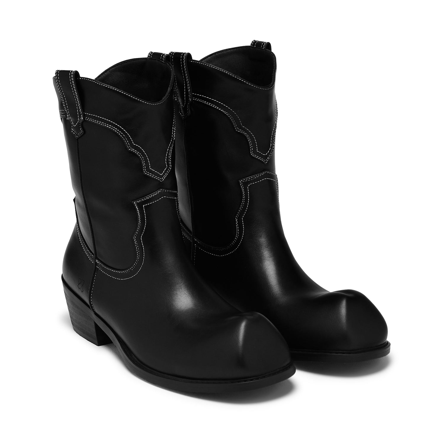 Hexmark Men's Snub Nose Short Cowboy Boots - Black Vintage