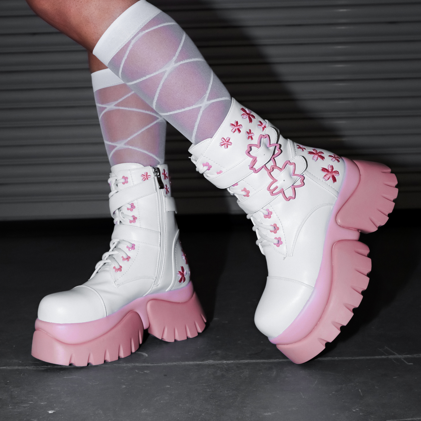 Sakura Miku Cherry Blossom ‘Monster’ Boots - White
