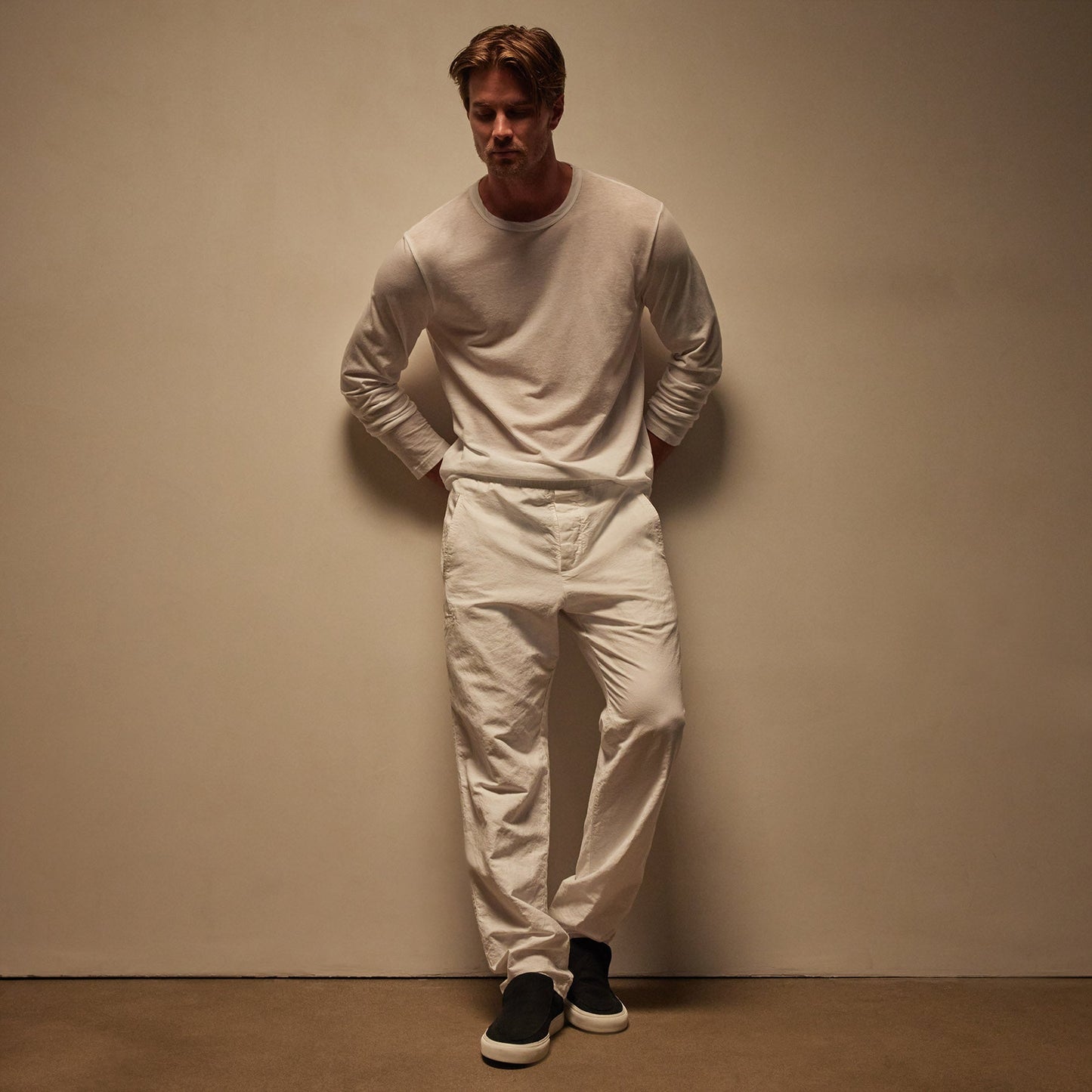 Textured Relaxed Pant - White