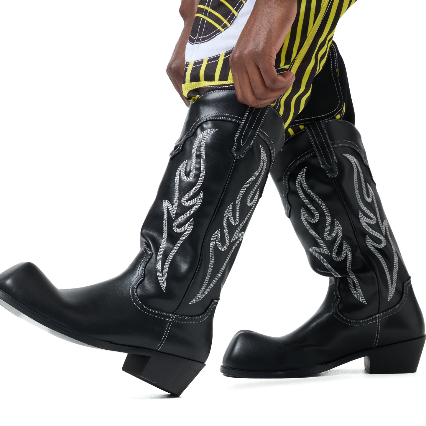 Cryptek Men's Snub Nose Tall Cowboy Boots - Black Vintage