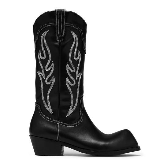Cryptek Men's Snub Nose Tall Cowboy Boots - Black Vintage