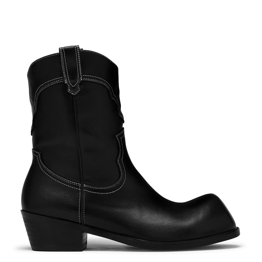 Hexmark Men's Snub Nose Short Cowboy Boots - Black Vintage