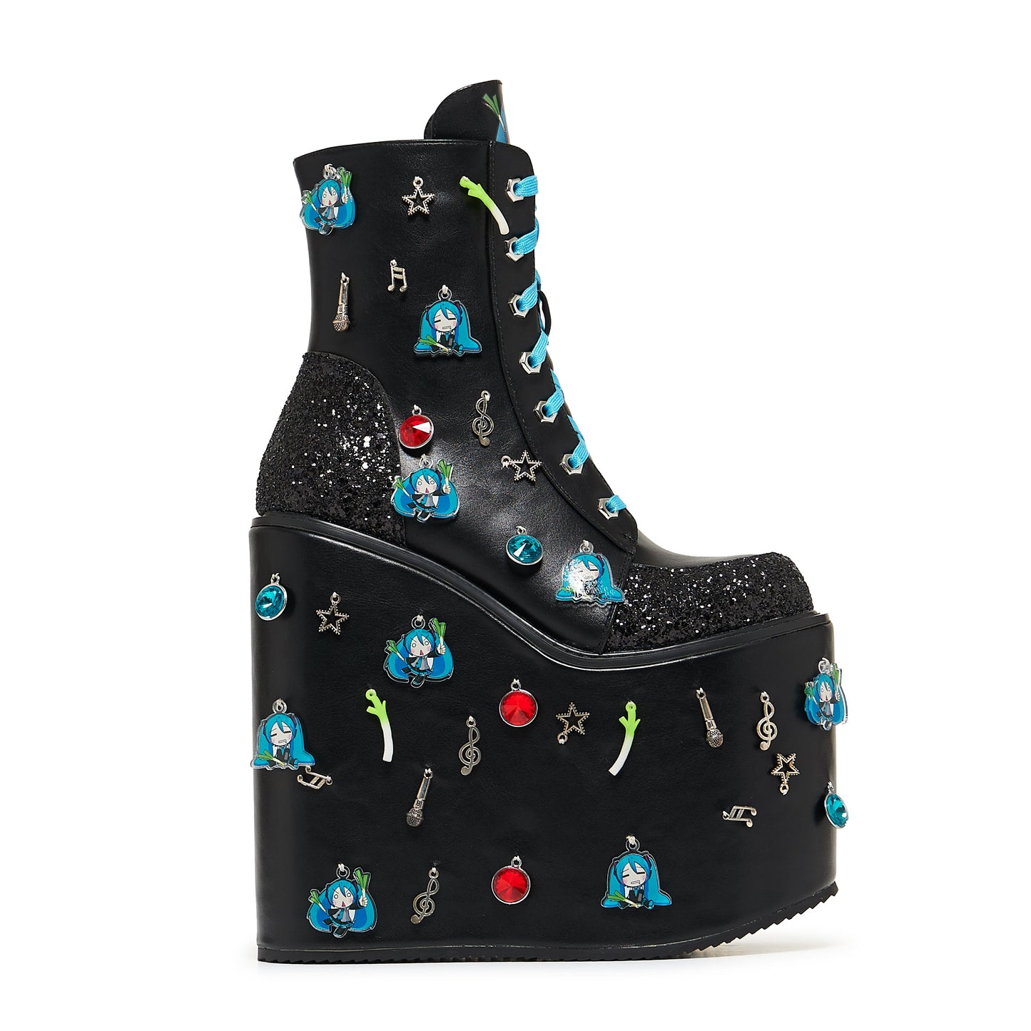 Musical Leek Miku Mega Platform Charm Boots