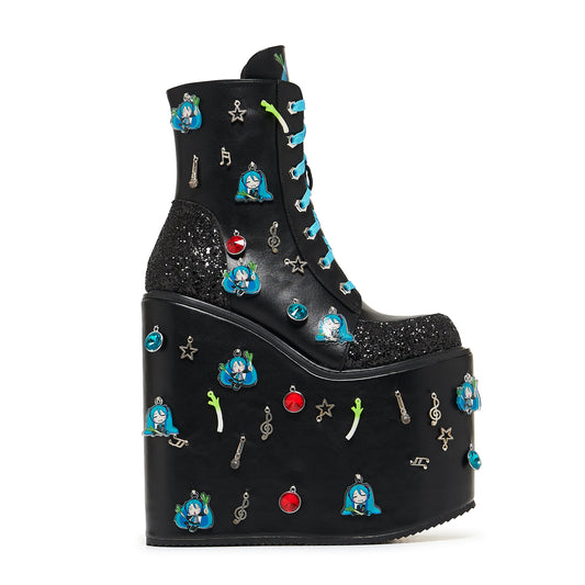 Musical Leek Miku Mega Platform Charm Boots