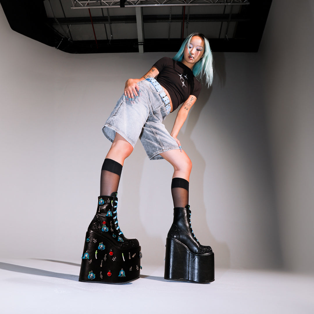 Musical Leek Miku Mega Platform Charm Boots