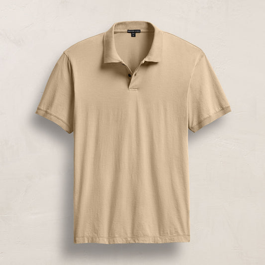 Luxe Lotus Jersey Polo - Light Khaki