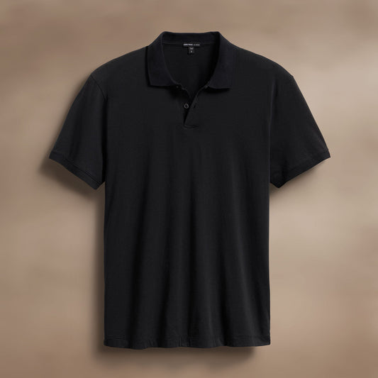 Luxe Lotus Jersey Polo - Black