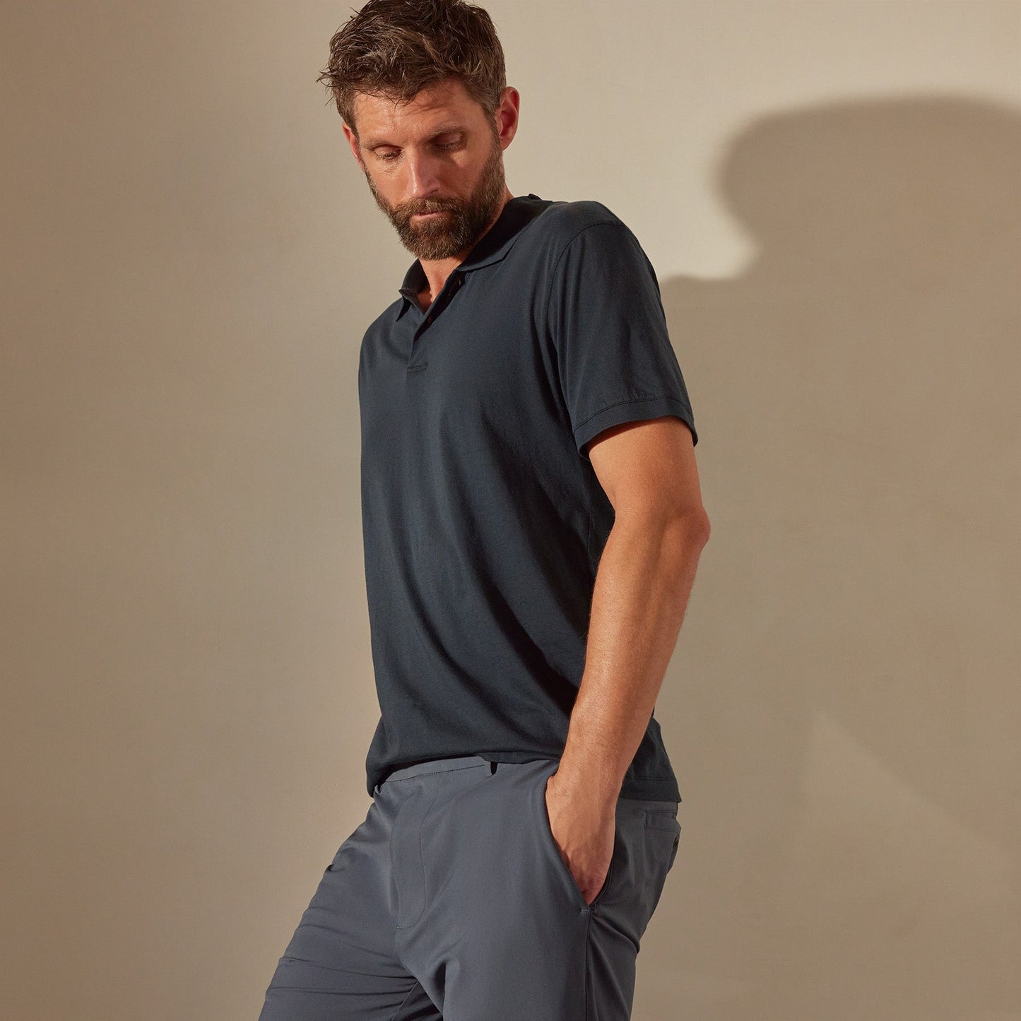 Luxe Lotus Jersey Polo - French Navy